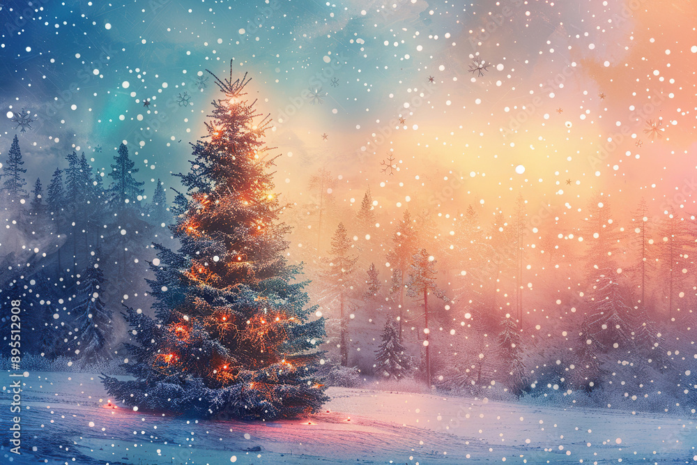 Christmas greeting card with bright winter holiday composition and New Year background Christmas greeting card with bright winter holiday composition and New Year background