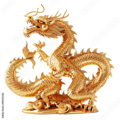 Wallpaper Mural Luxurious Golden Dragon Sculpture Intricate Design PNG Transparency Torontodigital.ca