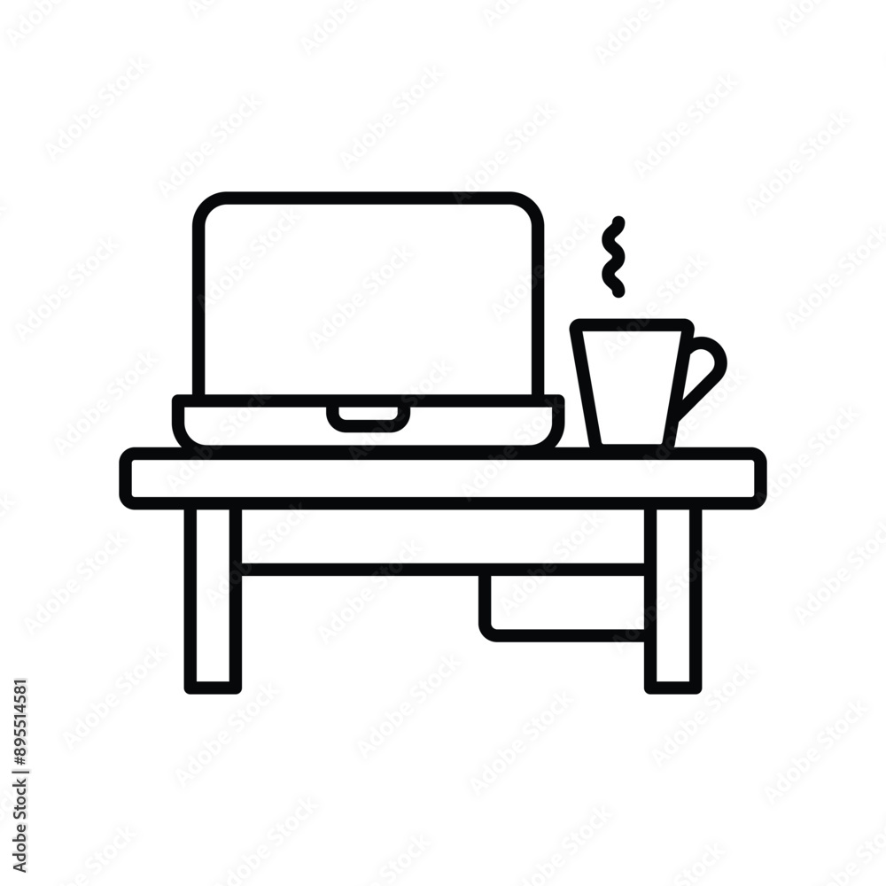 workspace line icon with white background vector stock illustration
