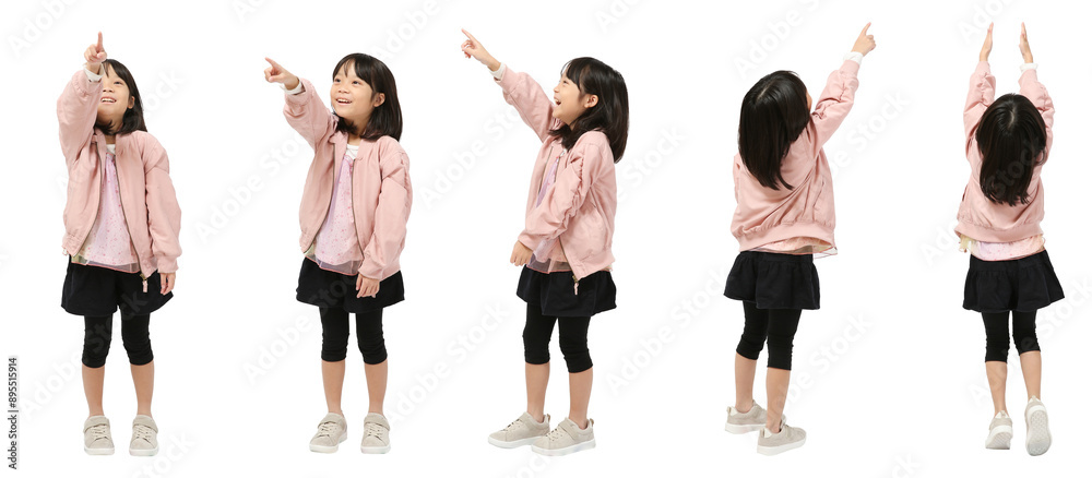 Fototapeta premium 小学生女の子 人物切り抜き5アングル