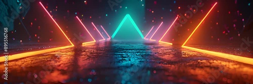 Colorful triangular neon lights