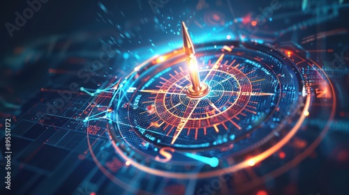 Wallpaper Mural conceptual image of a budget as a digital compass, guiding financial decisions with a glowing needle pointing towards fiscal stability Torontodigital.ca