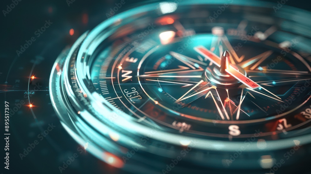 custom made wallpaper toronto digitalconceptual image of a budget as a digital compass, guiding financial decisions with a glowing needle pointing towards fiscal stability