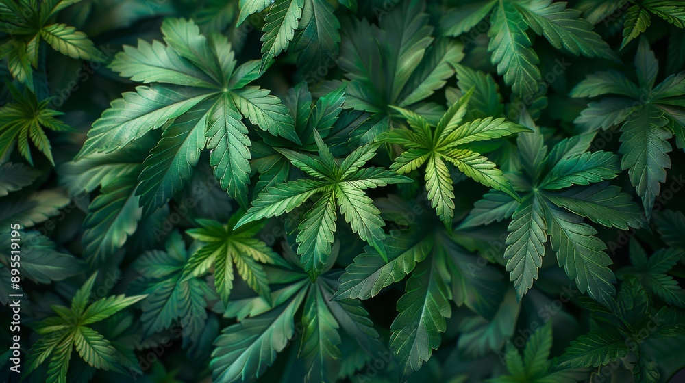 Lush green cannabis leaves - generative ai Lush green cannabis leaves - generative ai