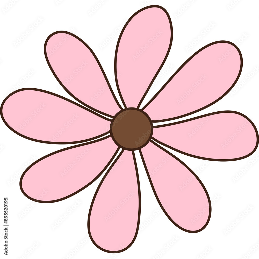 Pink groovy retro daisy floral clipart, Hand drawn fall flower cartoon doodle art illustration Pink groovy retro daisy floral clipart, Hand drawn fall flower cartoon doodle art illustration