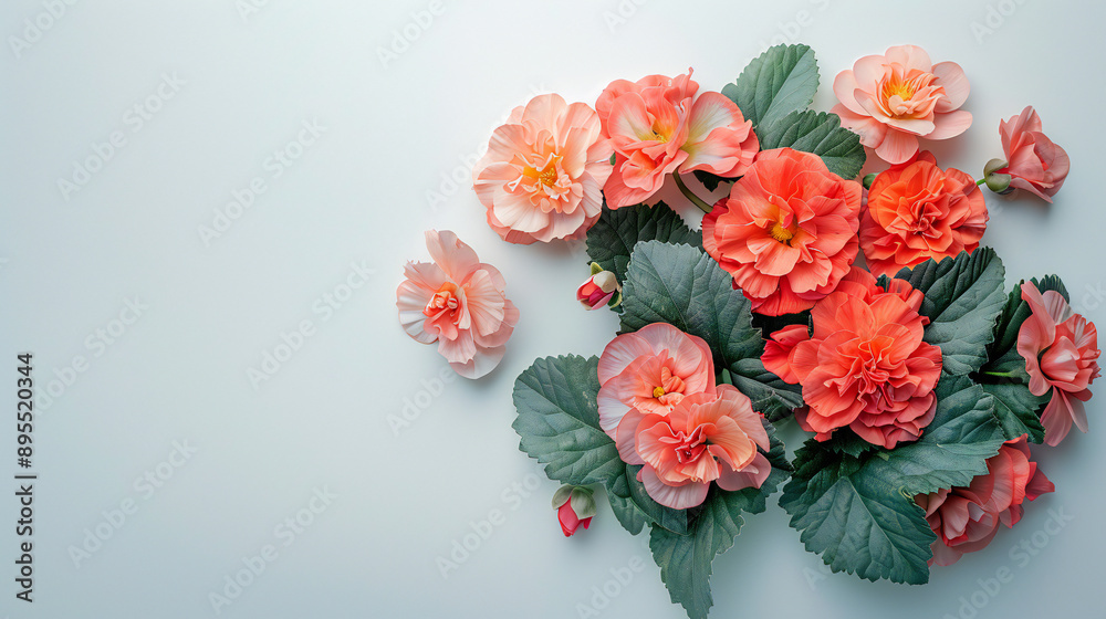 Begonia bouquet on background illustration Begonia bouquet on background illustration