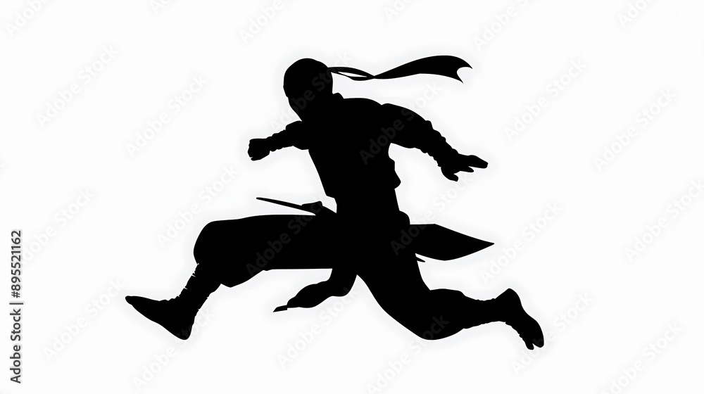 Silhouette of a Ninja in Mid-Air