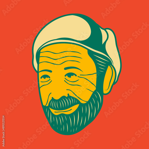 Old man face avatar illustration graphic design 48