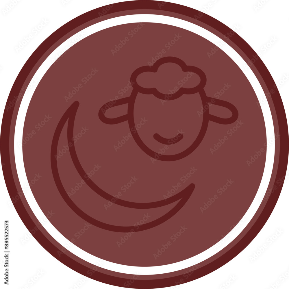 Eid Al Adha Vector Line Double Circle Maroon Eid Al Adha Vector Line Double Circle Maroon