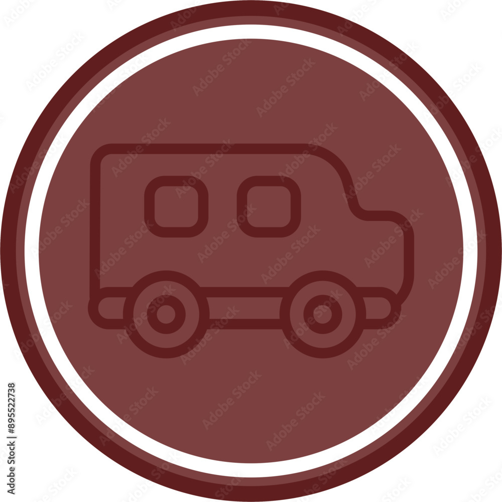 Van Vector Line Double Circle Maroon Van Vector Line Double Circle Maroon