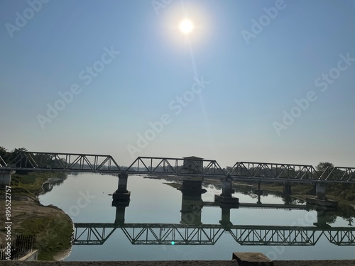 bridge over river | dihing river bridge | river of northeast india photo