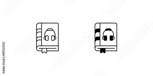 audio book set icon with white background vector stock illustration