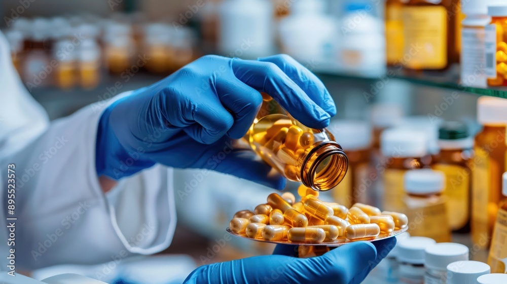 Obraz premium Production manager conducts a webinar on maintaining GMP in supplement manufacturing