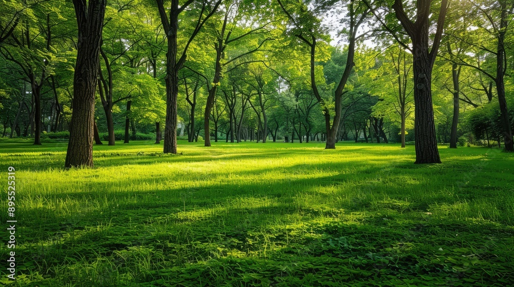 Grass and green woods in the park Grass and green woods in the park