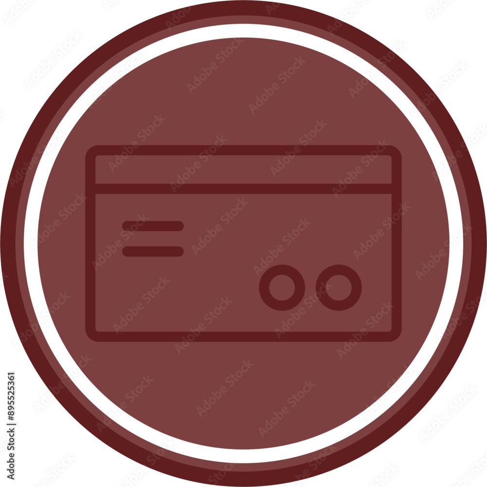 Credit Card Vector Line Double Circle Maroon Credit Card Vector Line Double Circle Maroon