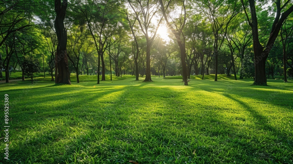Grass and green woods in the park Grass and green woods in the park