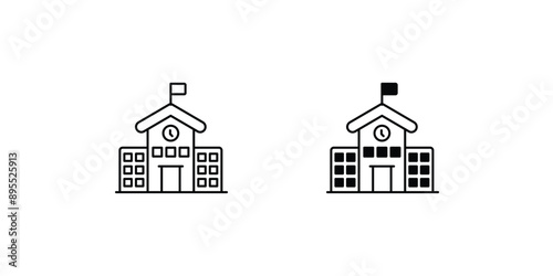 campus set icon with white background vector stock illustration