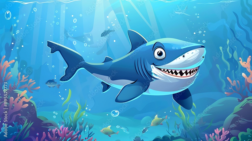 Obraz premium Smiling Shark in the Ocean