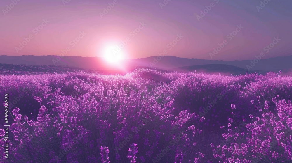 Fototapeta premium Lavender Field at Sunset.