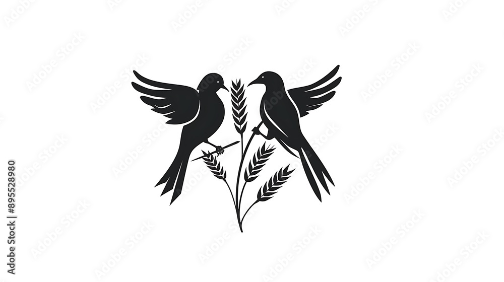 Obraz premium Two Birds Perched on a Branch