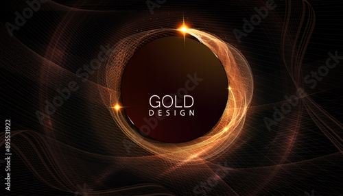 A magnificent composition with a round frame, wavy ribbons and a small mesh pattern.