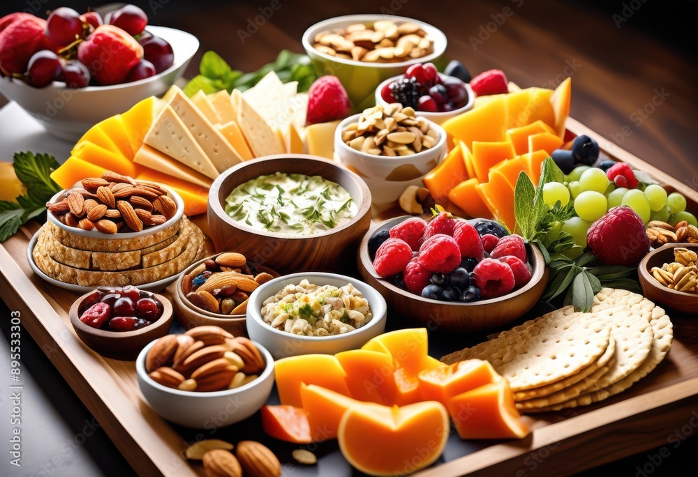 vibrant array delicious snacks artfully displayed contemporary tray showcasing inviting culinary presentation, appetizer, bites, colorful, crunchy, edible vibrant array delicious snacks artfully displayed contemporary tray showcasing inviting culinary presentation, appetizer, bites, colorful, crunchy, edible