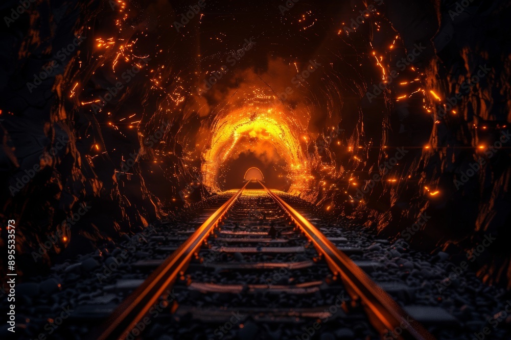 Naklejka premium Tunneling for renewable resources involves advanced techniques to access and extract materials essential for sustainable energy. 