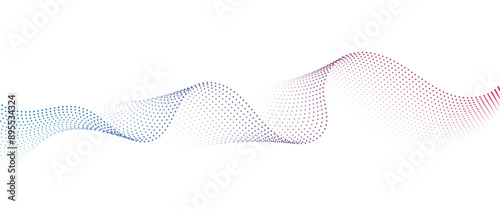 Flowing Dot Wave halftone gradient pattern on transparent background