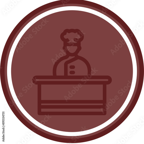 Cooking Show Vector Line Double Circle Maroon