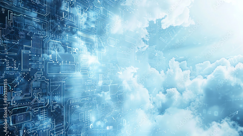 Abstract digital circuit board pattern with clouds. Abstract digital circuit board pattern with clouds.