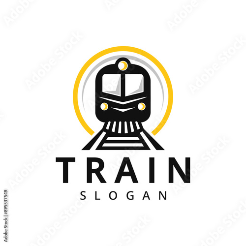 Simple vintage old locomotive train logo design template