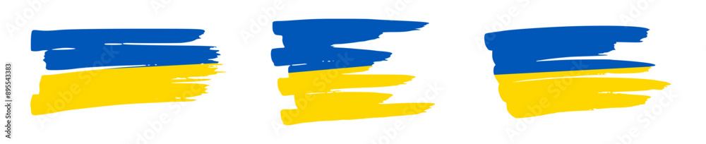 Obraz premium Set of Ukrainian national flags