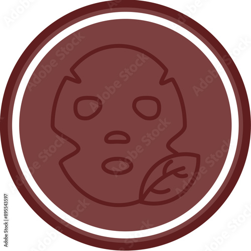 Facial Masks Vector Line Double Circle Maroon