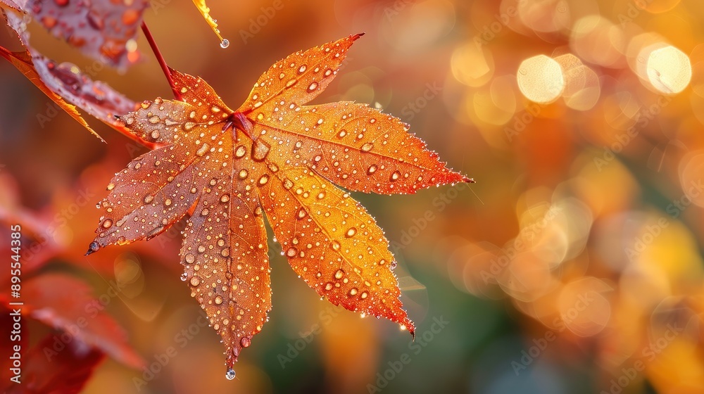 Autumn background with maple leaves and bokeh,Fall blurred background, Yellow and red maple leaves are flying and falling down. Autumnal landscape.water drop on leaf,space for text. Autumn background with maple leaves and bokeh,Fall blurred background, Yellow and red maple leaves are flying and falling down. Autumnal landscape.water drop on leaf,space for text.