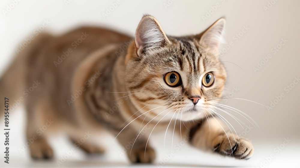 Alert Silver Classic Tabby American Shorthair Cat in Action Alert Silver Classic Tabby American Shorthair Cat in Action