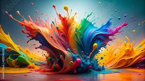 Bold Acrylic Paint Splash with Intense Colors and Dynamic Brushstroke Patterns, Perfect for Promotional Materials and Modern Art Print