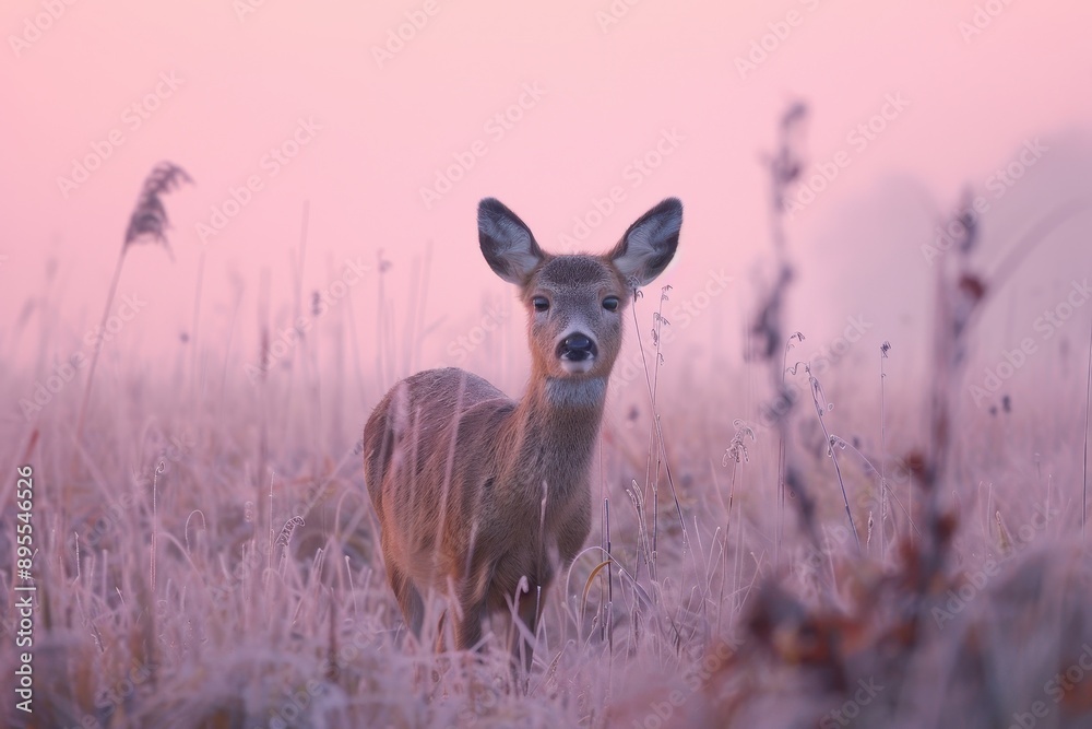 A serene picture of a fallow deer doe and her fawn in a sun-dappled forest clearing A serene picture of a fallow deer doe and her fawn in a sun-dappled forest clearing