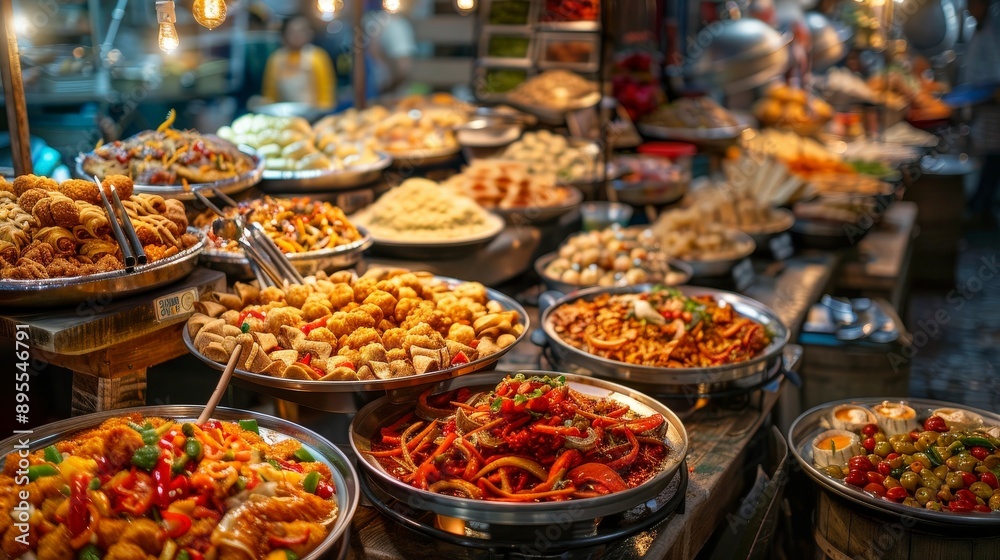 Fototapeta premium Street Food Market Stall in Asia.