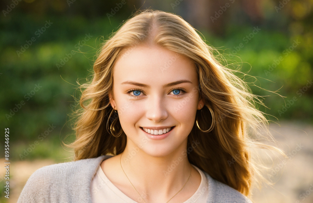 A 16 year old smiling young woman with blonde hair A 16 year old smiling young woman with blonde hair