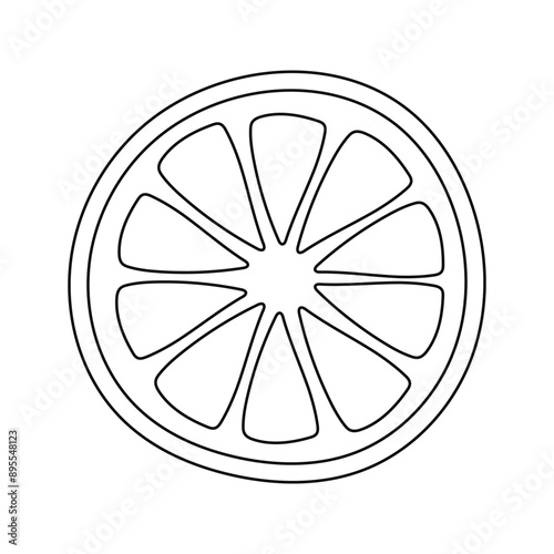 Hand drawn doodle citrus slice isolated on white background