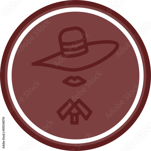 Fashion Designers Vector Line Double Circle Maroon