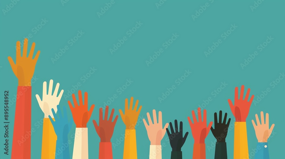 Global humanitarian aid, hands helping around the world, flat design illustration