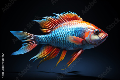 a colorful fish with a black background