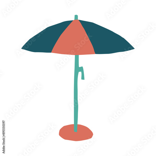 Cute colorful beach umbrella icon. Vector flat hand drawn illustration in cartoon style