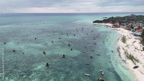 Wallpaper Mural Floating Traditional Old Fishing Boats On The Island Zanzibar, Nungwi Beach In Tanzania, East Africa. Torontodigital.ca