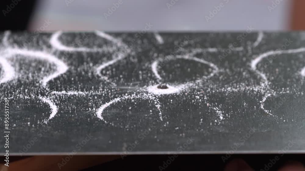 Moving Sand On The Surface Of Chladni Plate - Close Up Shot