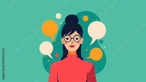 Language app, user practicing speaking