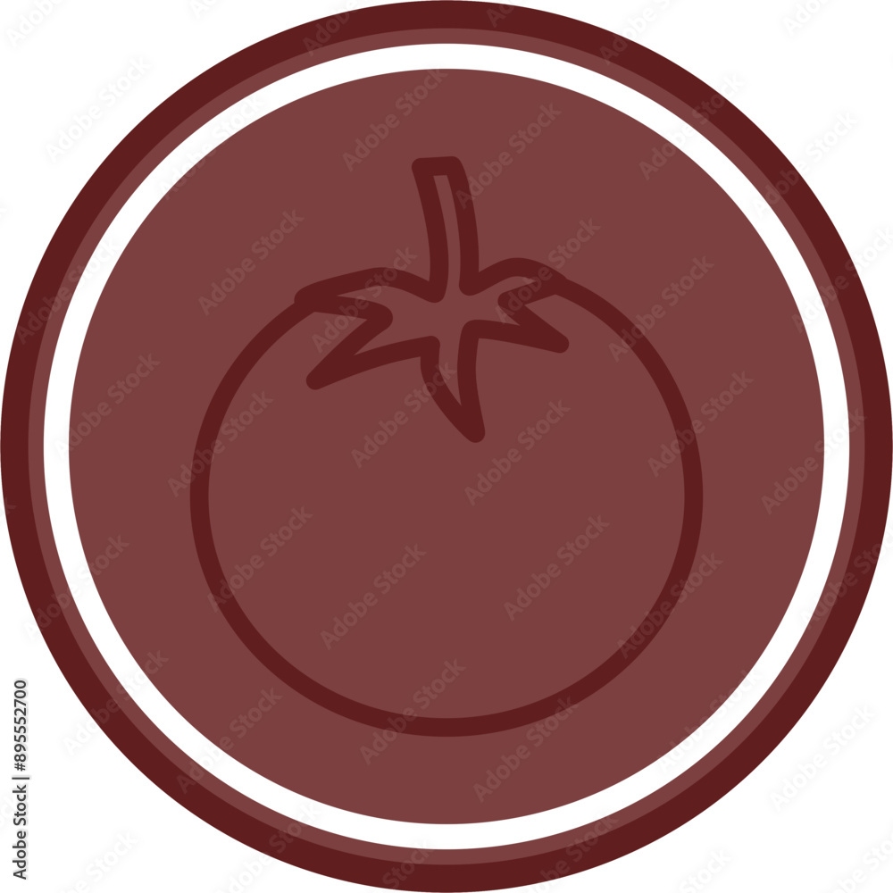 Fototapeta premium Tomato Vector Line Double Circle Maroon