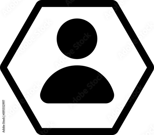 person hexagon icon inverse