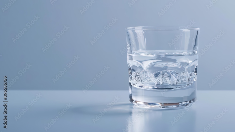 A crystal glass of Rice Wine with delicate reflections, banner, with copy space A crystal glass of Rice Wine with delicate reflections, banner, with copy space